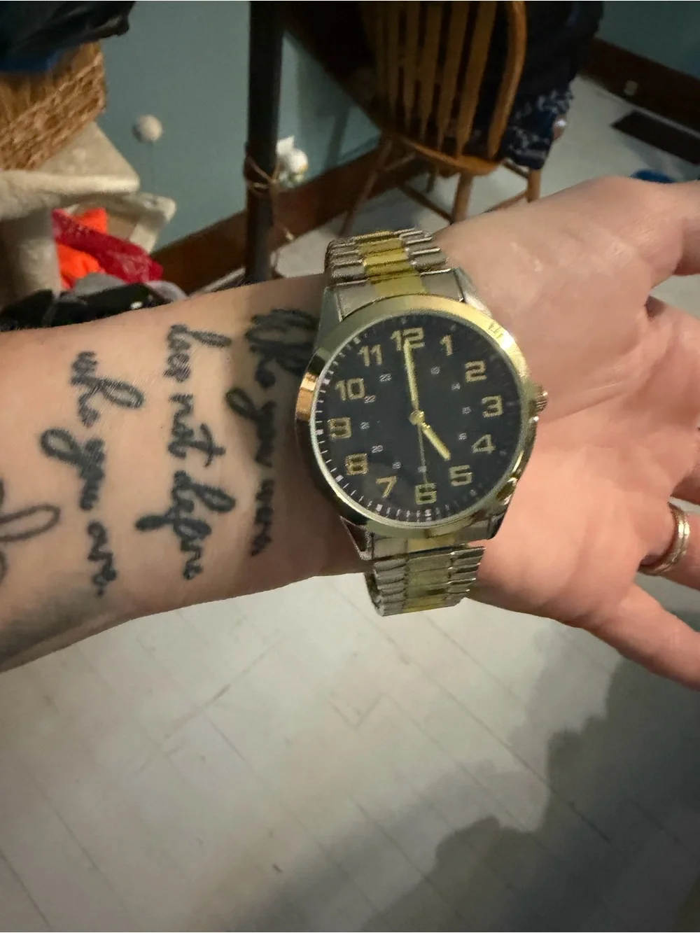 Fossil Two-Tone Gold and Silver Men's Watch with Black Dial